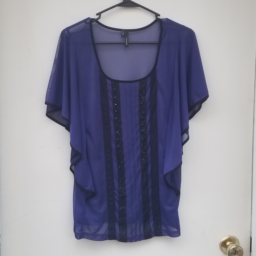 Maurice's large sheer purple blouse